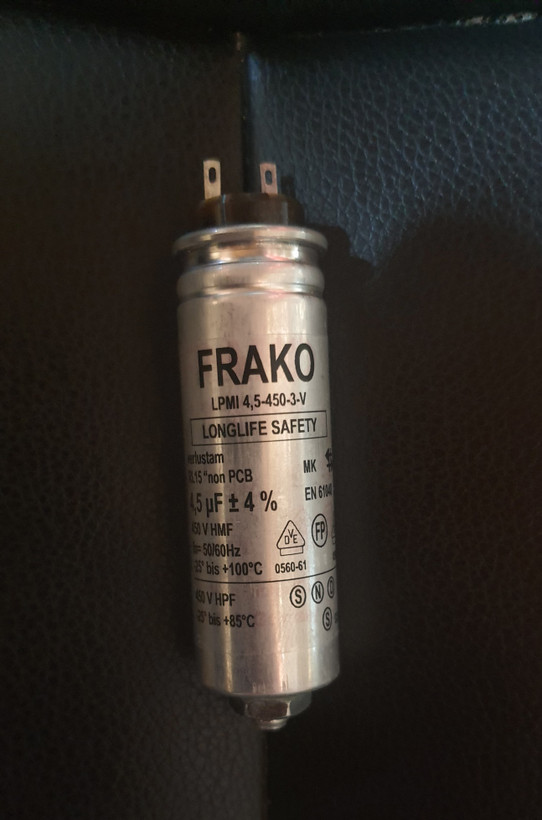 خازن 4/5uf-450v فیشی فلزی فراکو آلمان