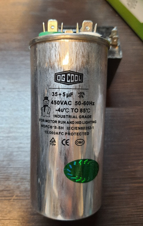 خازن کولری ۵+۳۵ میکروفاراد ۴۵۰ ولت ۱۲ فیش