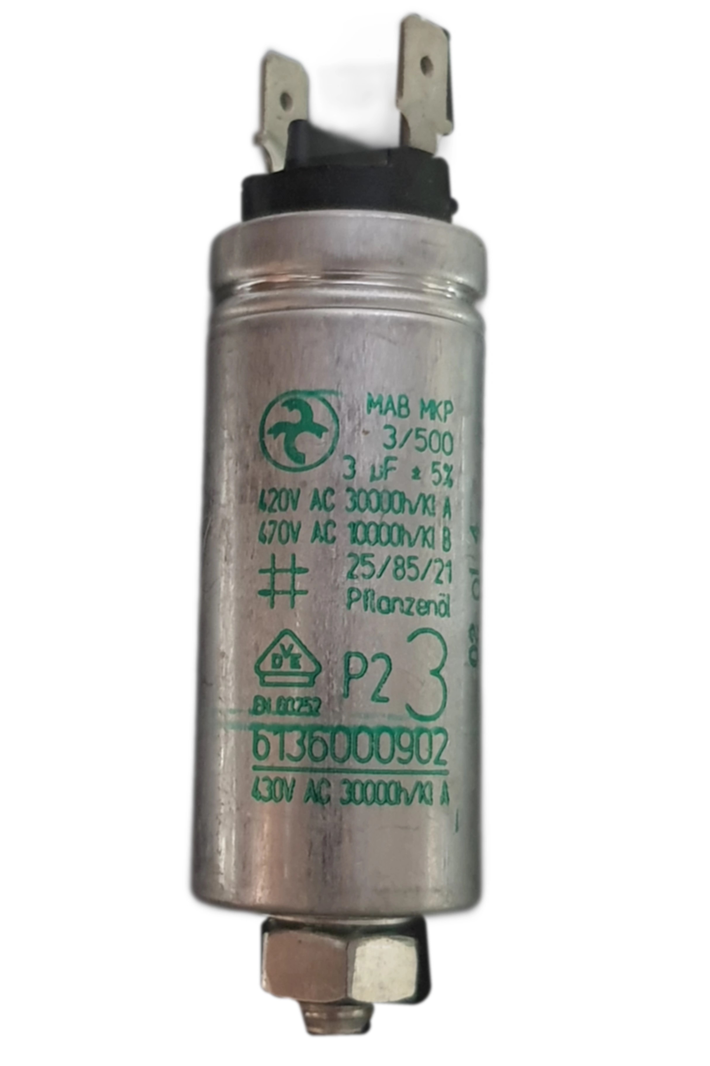 خازن دائم کار 3 میکروفاراد 450 ولت فلزی فیشی آلمانی AEG