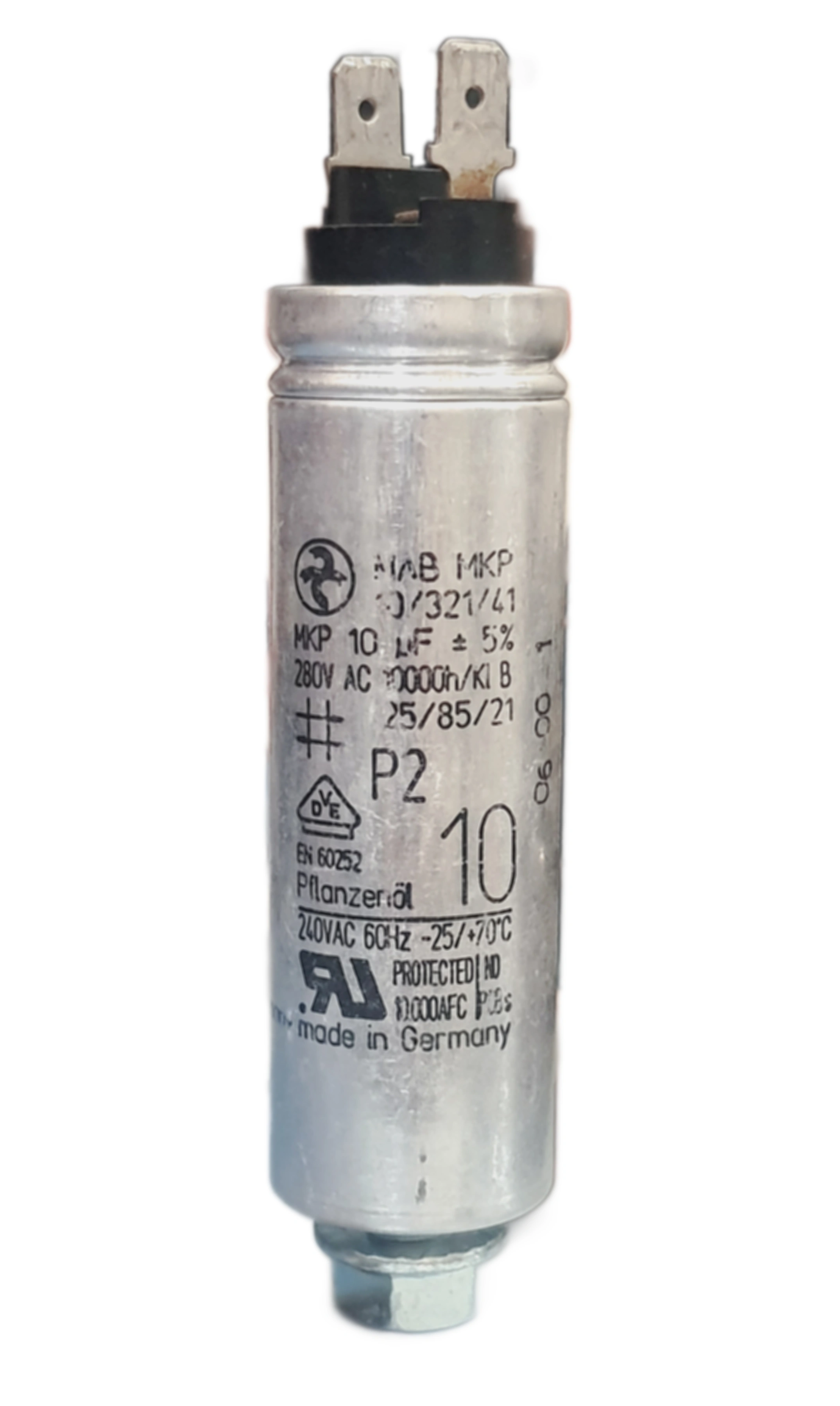 خازن 10میکروفاراد 280 ولت فلزی فیشی آلمانی AEG