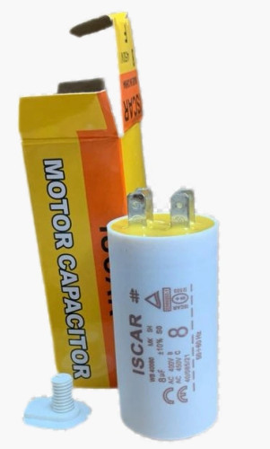 خازن روغنی استوانهای با ظرفیت ۸ میکروفاراد و ولتاژ ۴۵۰ ولت