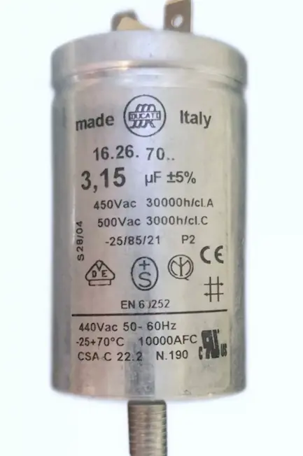 خازن 3/15میکروفاراد 450 ولت فیشی - دوکاتی