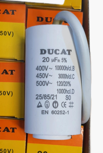خازن 20میکروفاراد 450 ولت دائم کار کابلی