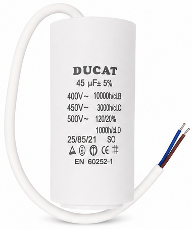خازن موتور دوکات DUCAT ظرفیت 45 میکروفاراد