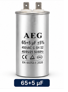 خازن 5+65 میکروفاراد 450 ولت کولرگازی|AEG